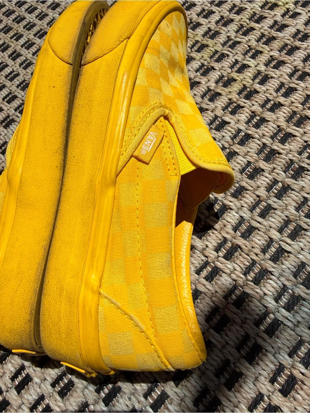 Vans solid Yellow Checkerboard Slip-On color blocked Sneakers